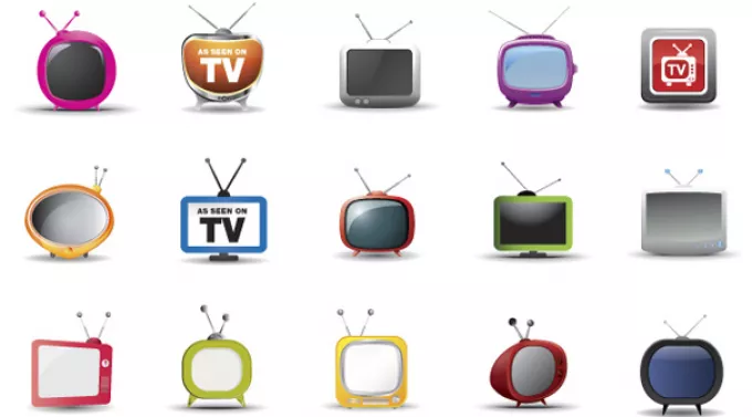 15 иконок с изображениями телевизоров в формате PNG