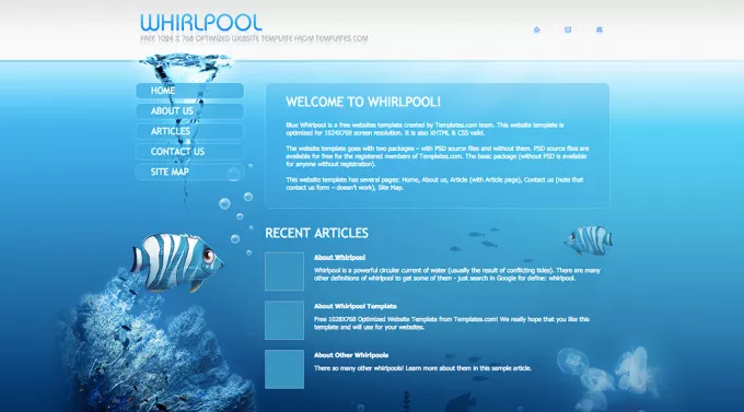 Очень красивый html шаблон сайта на подводную тематику