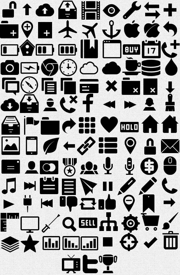 120 черно-белых иконок в PNG