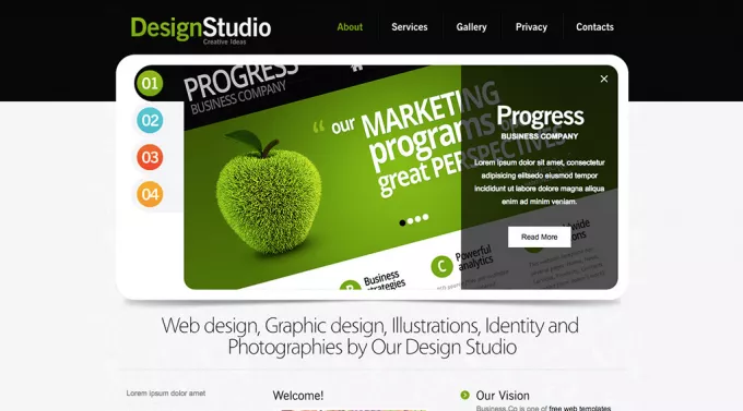 Приятный макет сайта студии дизайна или web-дизайна с html исходниками