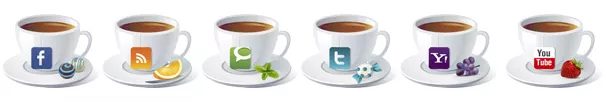 Иконки интернет сервисов в форме чайной чашки