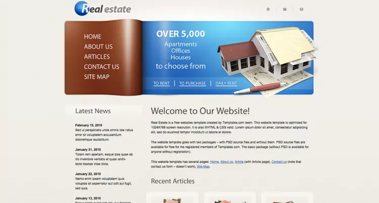 Аккуратный многостраничный html шаблон сайта для агентства недвижимости