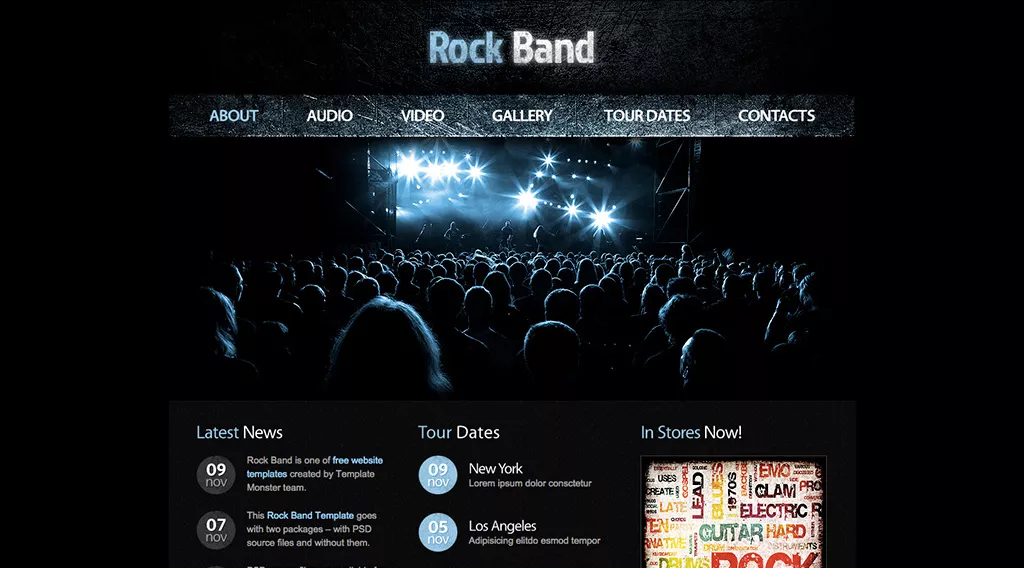 Шаблон сайта музыкальной рок группы на HTML5