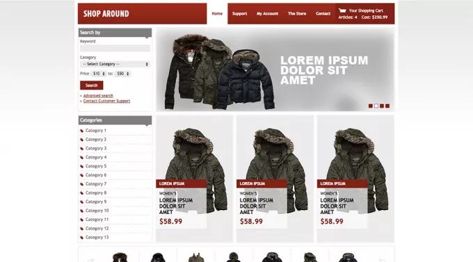 Аккуратный html шаблон сайта интернет магазина курток