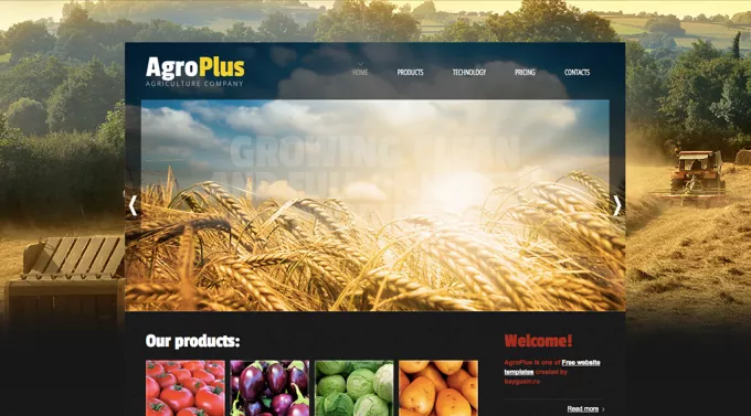 Красивый шаблон сайта на HTML5. Тематика: сельское хозяйство и агробизнес