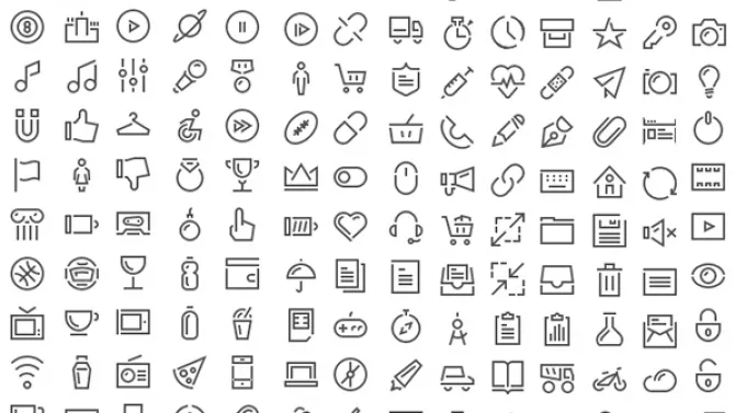 200 монохромных иконок для сайта, заключенных в шрифт Stroke-Gap-Icons