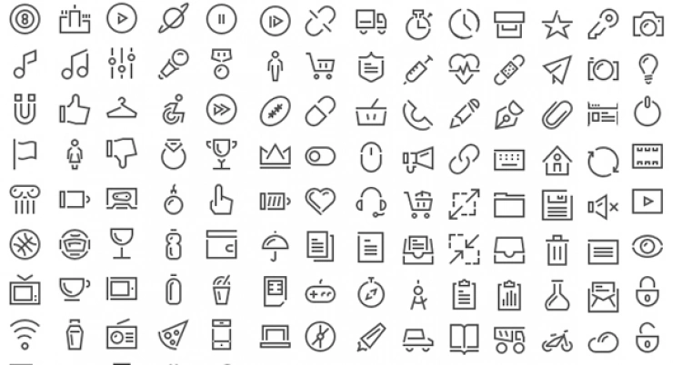 200 монохромных иконок для сайта, заключенных в шрифт Stroke-Gap-Icons