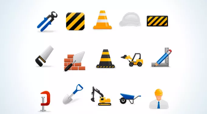 25 иконок на строительную тематику в формате PNG и размером 150 на 150 пикселей