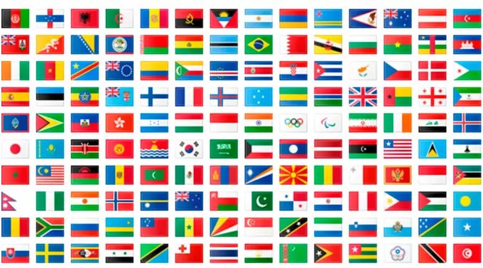 Иконки флагов стран в количестве 260 штук в формате PNG и ICO в разном разрешении