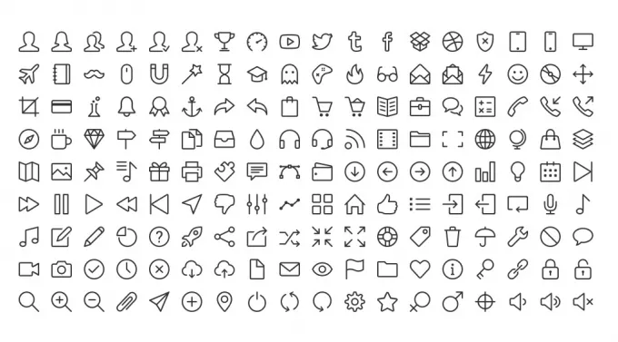 Шрифтовые монохромные иконки Simple Line Icons в количестве 180-и штук