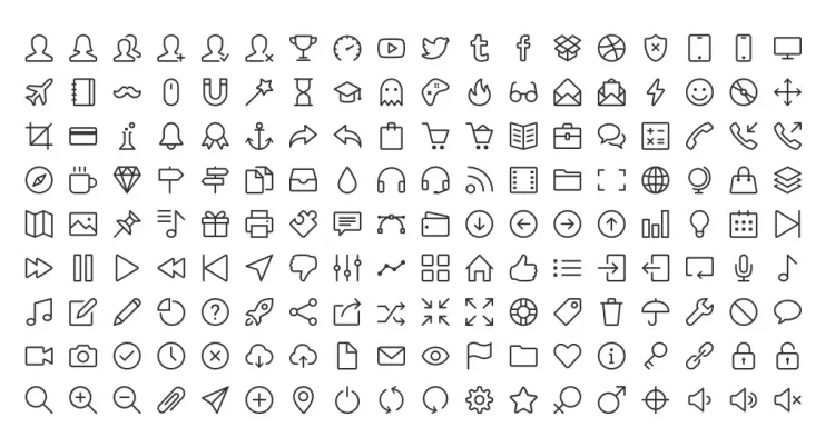 Шрифтовые монохромные иконки Simple Line Icons в количестве 180-и штук