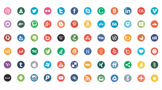 72 круглые иконки социальных сетей в формате PNG