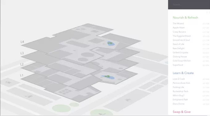 Интерактивная jQuery 3D карта четырехэтажного торгового центра