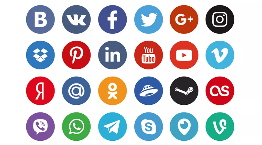 30 иконок социальных сетей в формате PSD и PNG