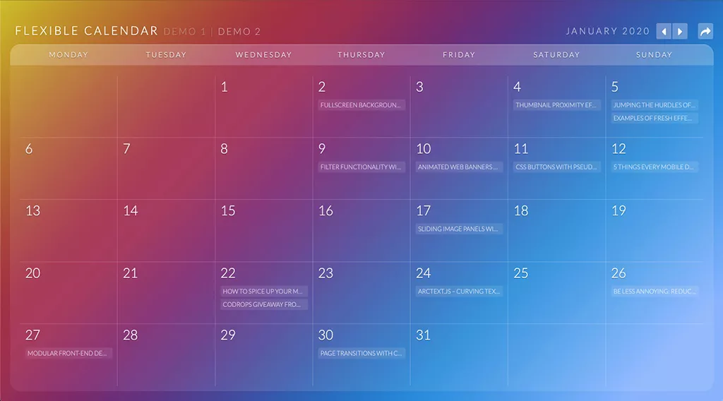 Отличный календарь на сайт Flexible Calendar