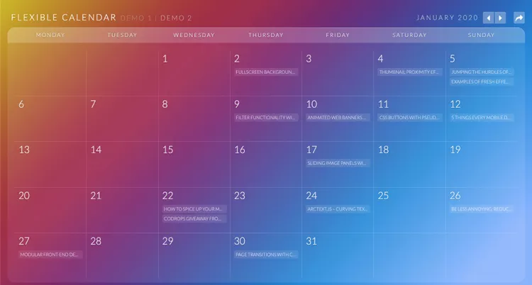 Отличный календарь на сайт Flexible Calendar