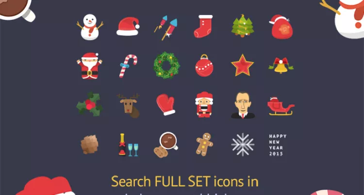 Рождественский и новогодний бесплатный набор красочных иконок 24+ PSD