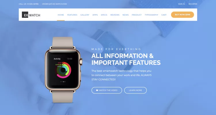 Шаблон лэндинга по продаже часов Apple Watch
