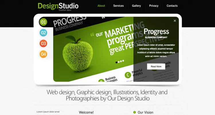 Приятный макет сайта студии дизайна или web-дизайна с html исходниками