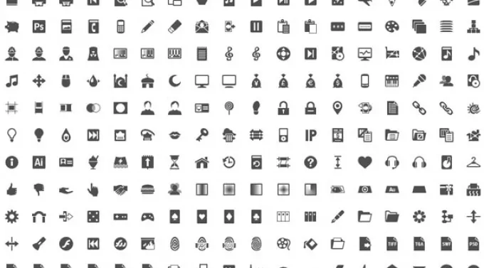 5054 иконки. Черные монохромные иконки на любую тематику размером 40×40 пикселей
