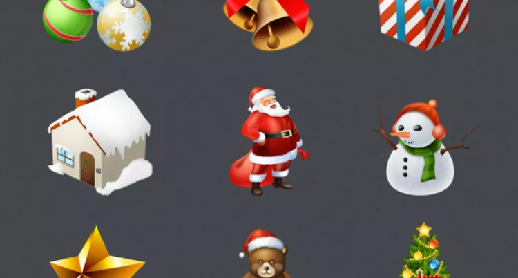 Бесплатные новогодние иллюстрированные иконки в хорошем качестве