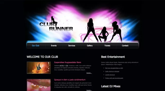 Классный html шаблон сайта ночного клуба в черных тонах