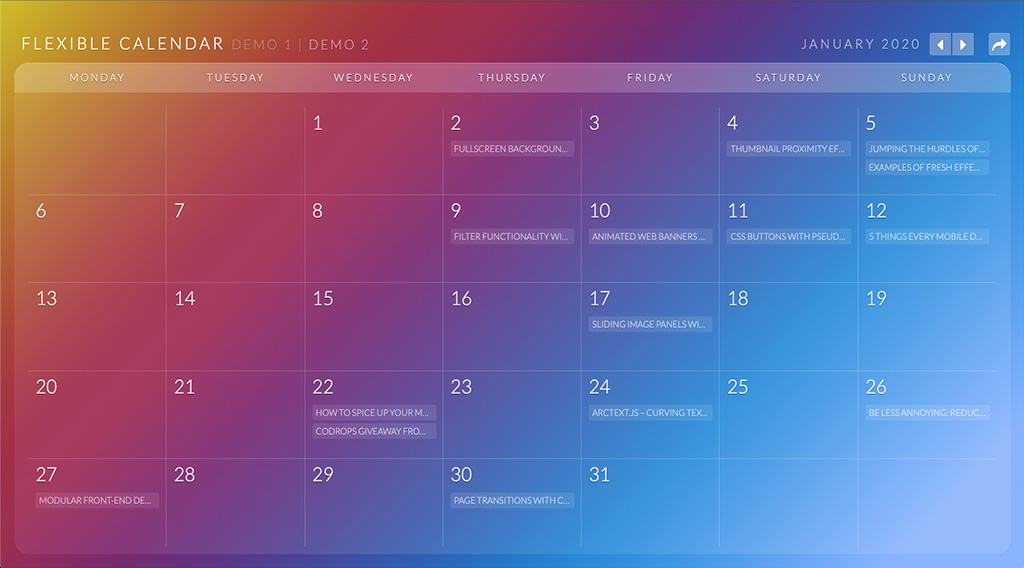 Отличный календарь на сайт Flexible Calendar Bayguzin.ru